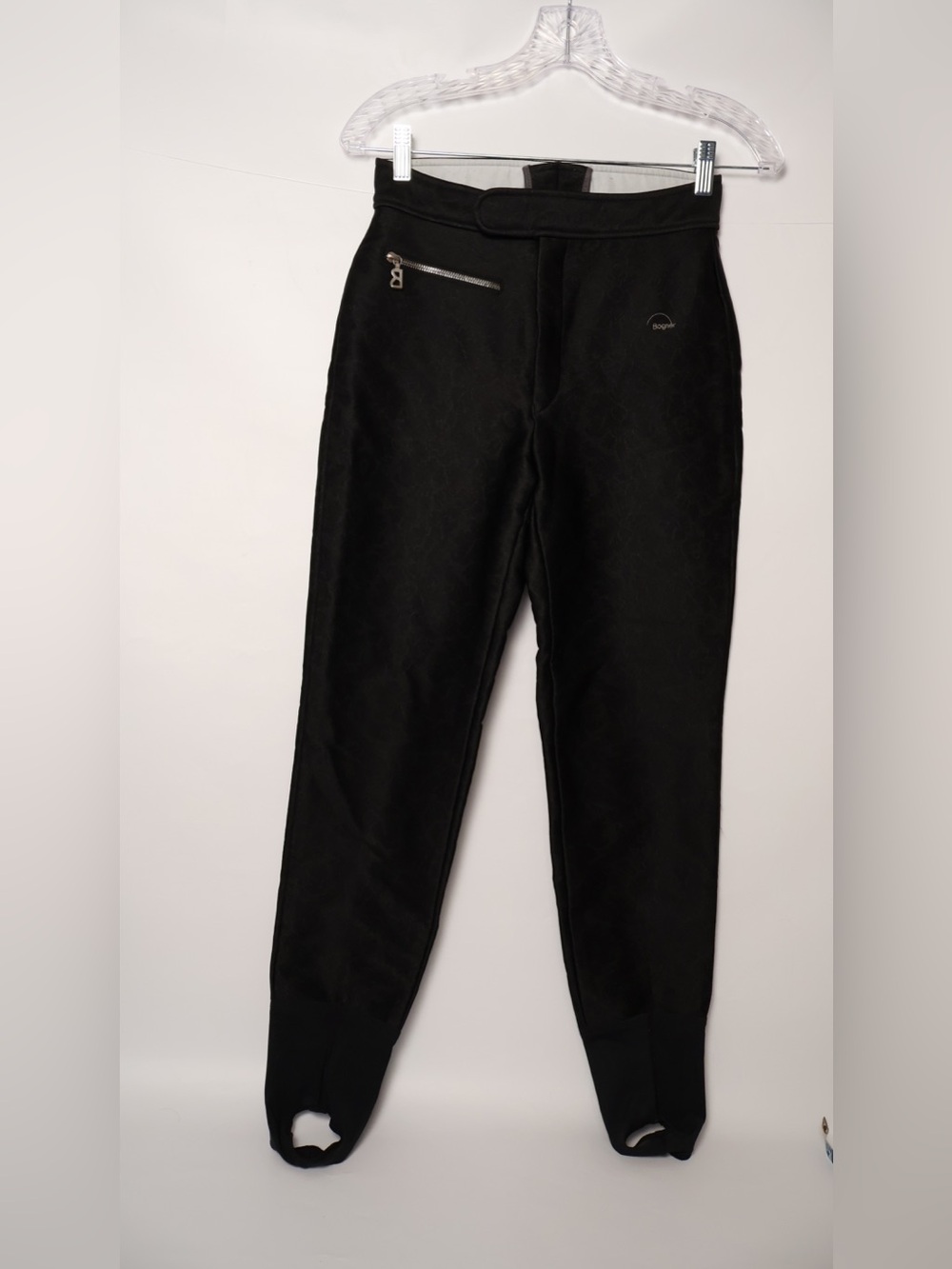 Bogner Vintage 90s EUC Black Stirrup Damask Print Ski Pants 8 6  4